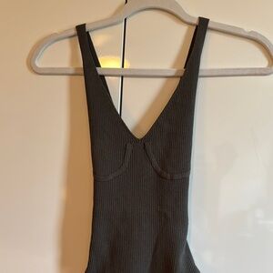 ASOS Army Green Ribbed Sleeveless Bodysuit, Sz US 8